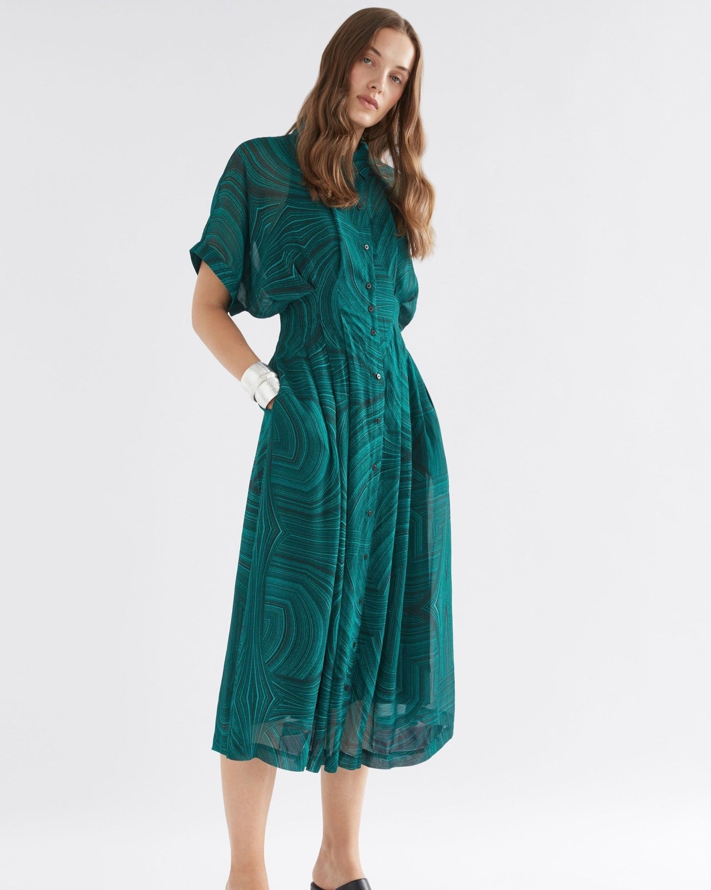 Elk Krava Sheer Dress Malachite Print | 29lines Elk Krava Sheer Dress Malachite Print | 29lines